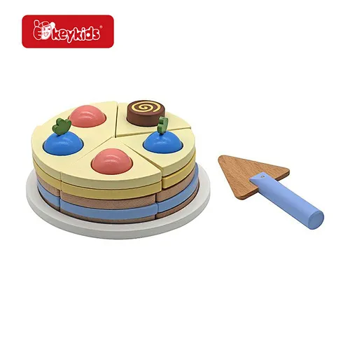 Okeykids Velcro wooden birthday cake toy with knife and plate W10D606S